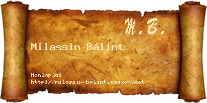 Milassin Bálint névjegykártya